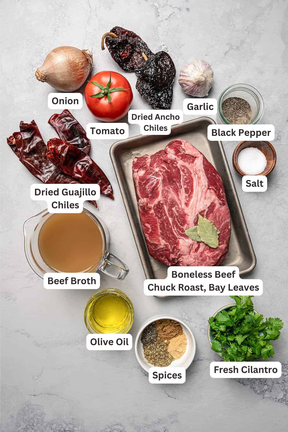 Ingredients for Beef Birria Recipe.