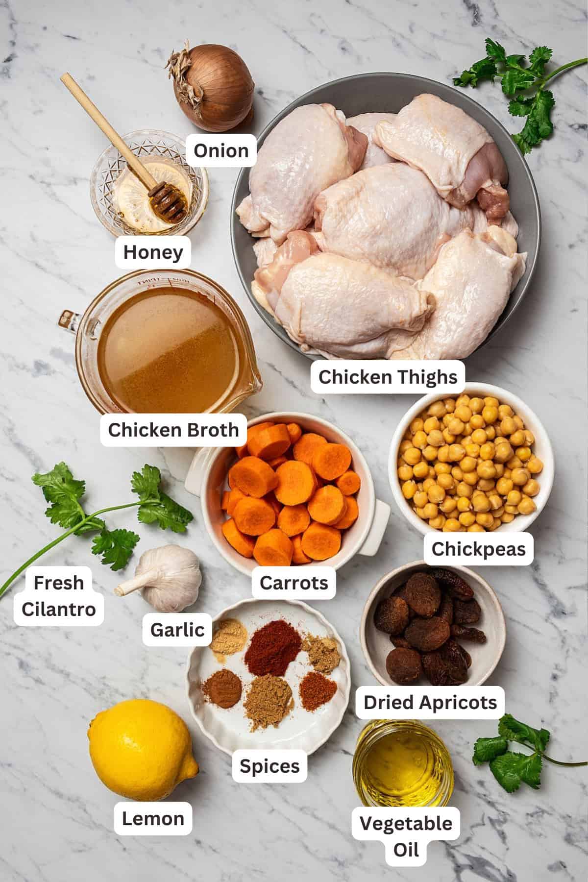Ingredients for Moroccan Chicken Tagine.