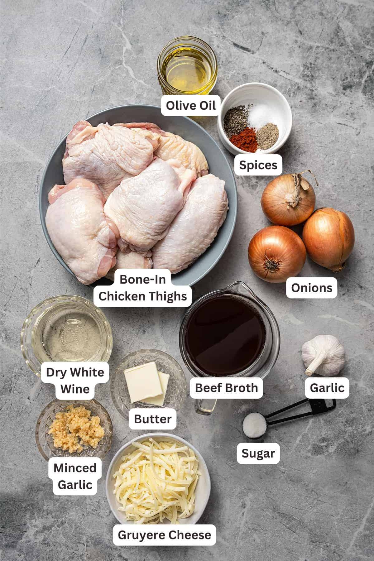 Ingredients for French Onion Chicken.