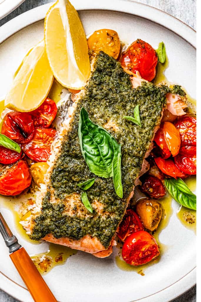 Oven Baked Pesto Salmon Recipe | Diethood