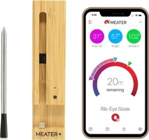 Meat thermometer next to an iphone