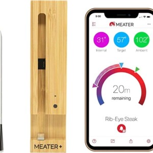 Meat thermometer next to an iphone