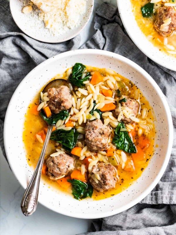 Spoonful of Italian wedding soup.