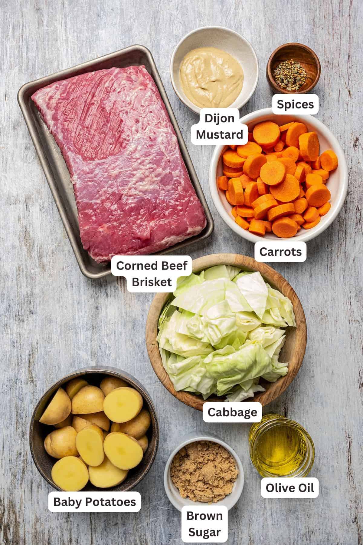 Ingredients for Air Fryer Corned Beef.