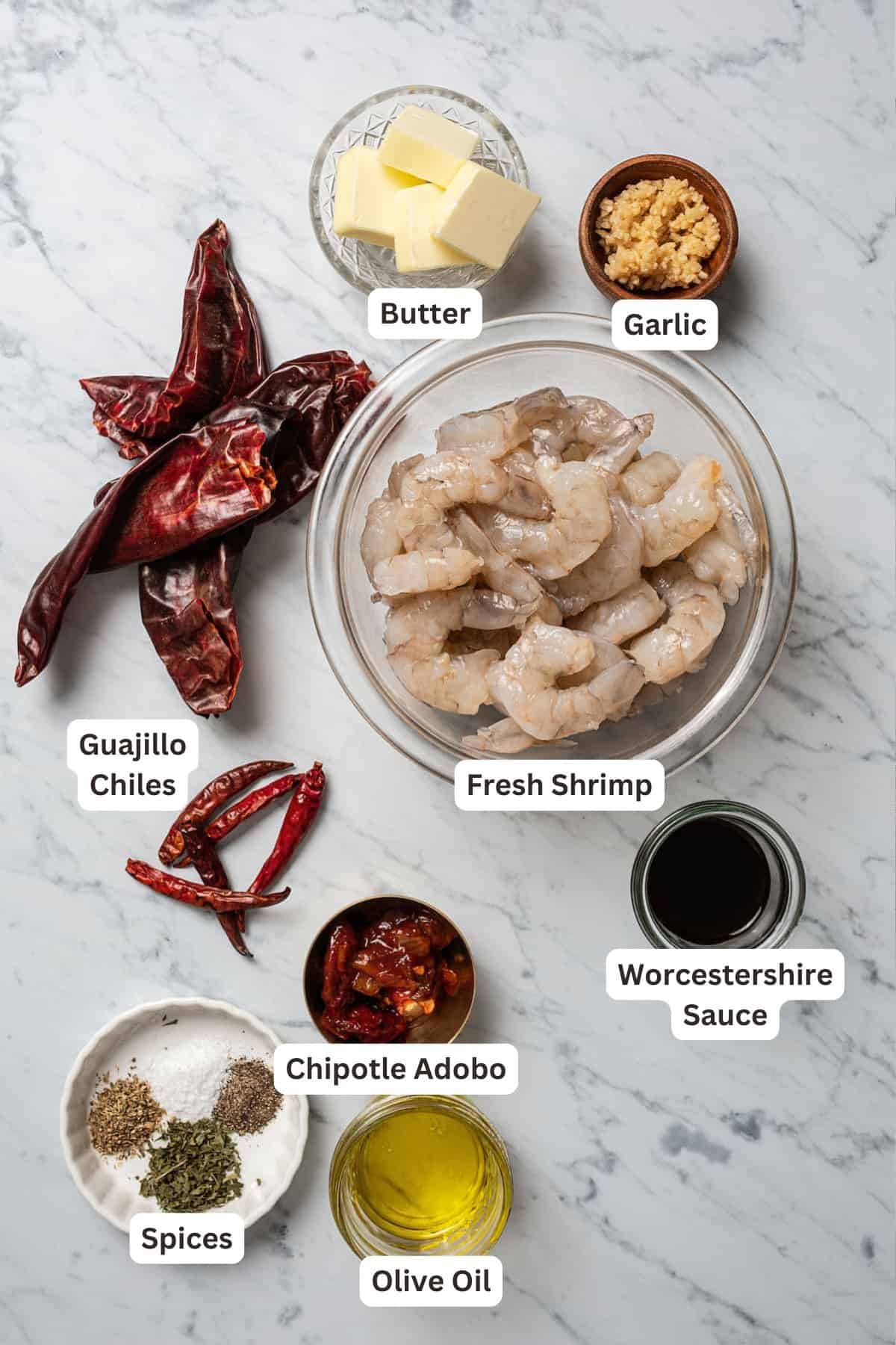 Ingredients for Camarones al Ajillo | Garlic Shrimp.