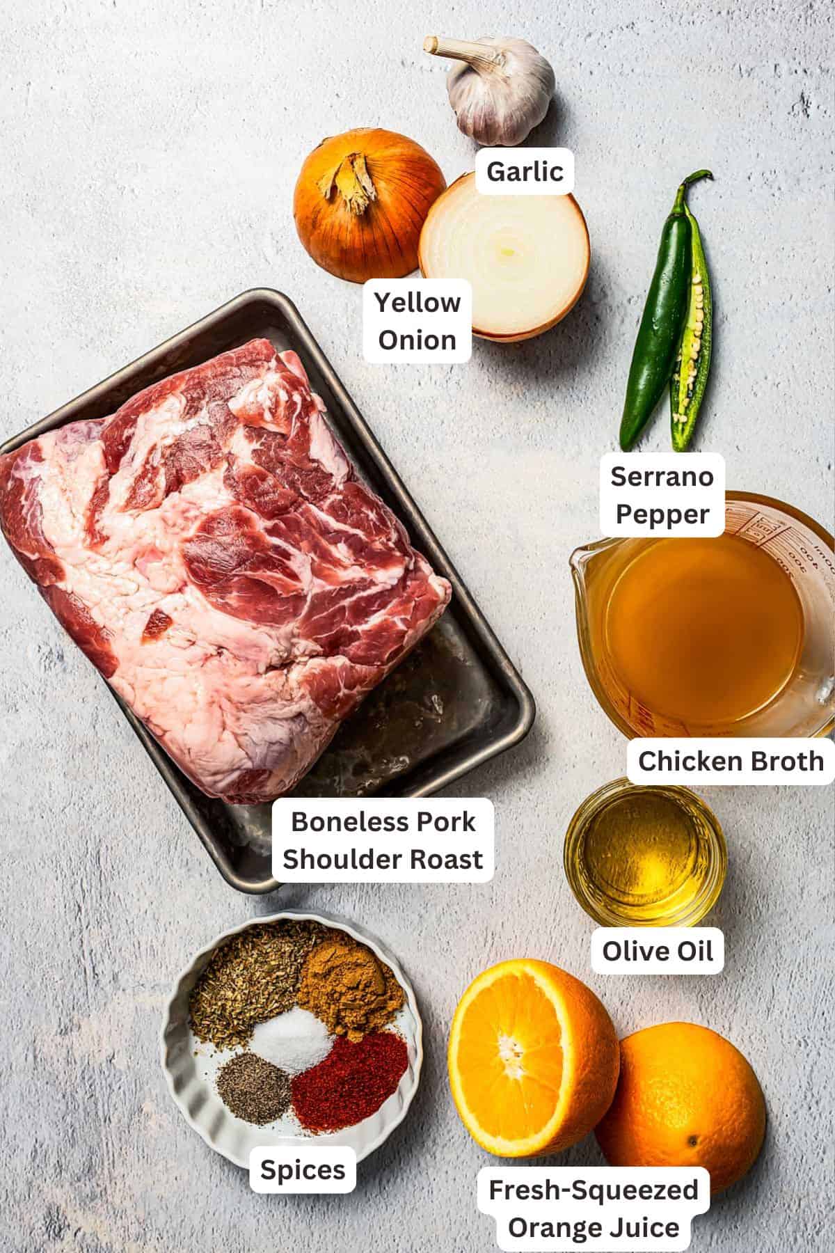Ingredients for Instant Pot Puerto Rican Pernil.