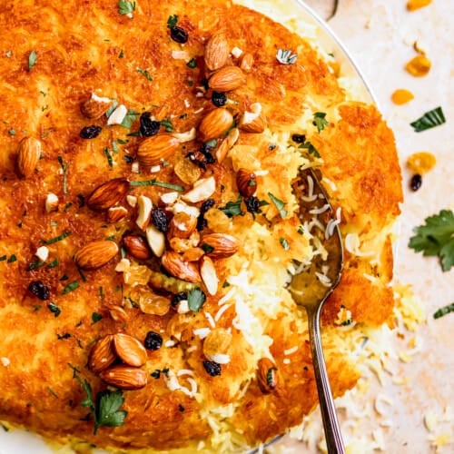 Tahchin Morgh Recipe (Crispy Persian Saffron Rice Cake)
