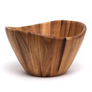 Lipper International Acacia Wave Serving Bowl for Fruits or Salads