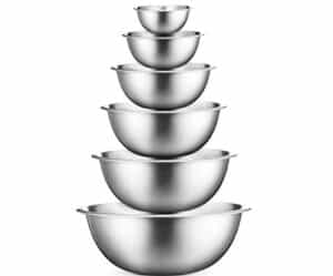 Stainless Steel Mixing Bowls by Finedine (Set of 6) Polished Mirror Finish Nesting Bowl