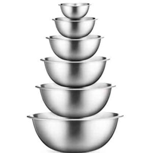 Stainless Steel Mixing Bowls by Finedine (Set of 6) Polished Mirror Finish Nesting Bowl