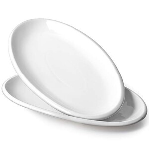 DOWAN 14-inch Porcelain Oval Platters/Serving Plates - 2Packs