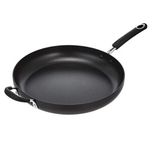Amazon Basics Hard Anodized Non-Stick 14-Inch Skillet with Helper Handle