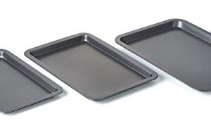 Nifty Set of 3 Non-Stick Cookie and Baking Sheets – Non-Stick Coated Steel