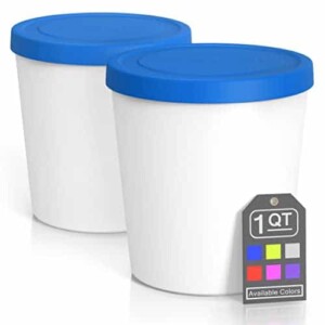 BALCI - Premium Ice Cream Containers (2 Pack - 1 Quart Each) Perfect Freezer Storage Tubs with Lids for Ice Cream