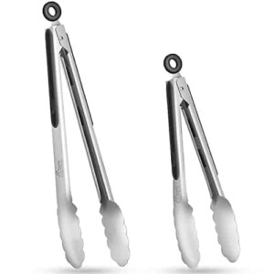 Hotec Stainless Steel Kitchen Tongs Set of 2 - 9" and 12"