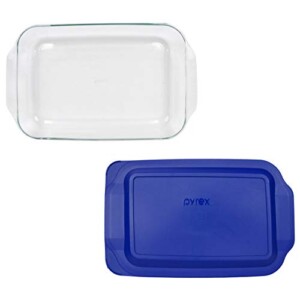 Pyrex 3QT Glass Baking Dish with Blue Cover 9" x 13"