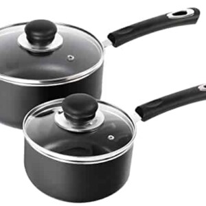 Utopia Kitchen Nonstick Saucepan Set - 1 Quart and 2 Quart - Glass Lid - Multipurpose Use for Home Kitchen or Restaurant