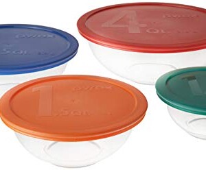 Pyrex Smart Essentials Mixing Bowl Set Including Locking Lids (Clear)