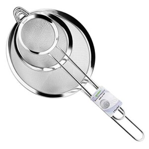 IPOW Set of 3 Stainless Steel Fine Mesh Strainer