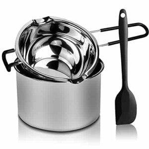 2 Pack Double Boiler Pot Set Stainless Steel Melting Pot with Silicone Spatula for Melting Chocolate