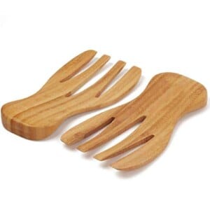 Salad Hands Tosser Salad Servers Tongs Bamboo Kitchen Helper Pack of 2