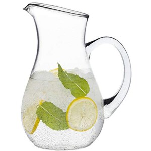 Glass Pitcher with Spout – 50 oz Clear Glass Belly Pitchers – Elegant Serving Carafe for Water