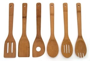 Lipper International 826 Bamboo Wood Kitchen Tools in Mesh Bag