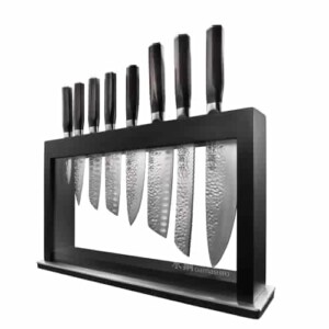 Hisa Japanese Steel 9 Piece Knife Block - Damashiro Emperor by Cuisine::pro - Includes 2 Chefs Knifes