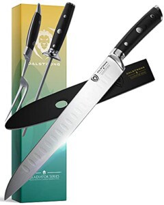 DALSTRONG Carving Knife & Fork Set - Gladiator Series - German HC Steel - 4pc Hollow Ground - Honing Rod - 9"