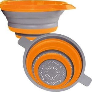 Kitchen Maestro Collapsible Silicone Colander/Strainer. Includes 2 Sizes 8 and 9.5 inch. ... (Orange)