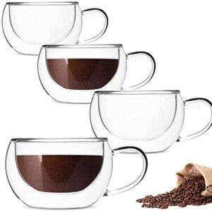 DeeCoo Double Wall Cappuccino Glass Mugs 9.5oz