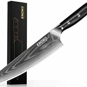 enowo Damascus Chef Knife 8 Inch with Premium G10 Handle&Triple Rivet