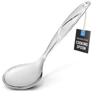 Zulay 11.5 inch Stainless Steel Serving Spoon - Solid One-Piece Cooking Spoon With Comfortable Handle - Multipurpose Kitchen Spoon For Serving