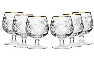 Set of 6 Russian Cut Crystal Cognac Scotch Whiskey Stemmed Snifter Goblet Glass