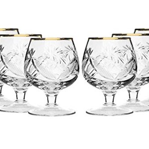 Set of 6 Russian Cut Crystal Cognac Scotch Whiskey Stemmed Snifter Goblet Glass