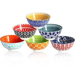 Annovero Dessert Bowls – Set of 6 Small Porcelain Bowls for Snacks