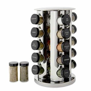 Kamenstein 30020 Revolving 20-Jar Countertop Spice Rack Tower Organizer with Free Spice Refills for 5 Years