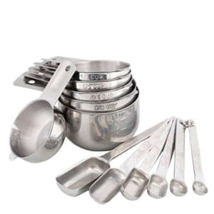 12 Piece Stainless Steel Measuring Cups and Spoons Combo Set - Stackable Heavy Duty Quality - Perfect for Dry and Liquid Ingredients by Foodie Aid