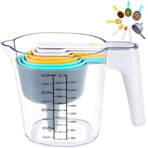FAVIA Nesting Measuring Cups and Spoons Set with Funnel BPA Free Dishwasher Safe
