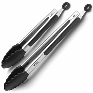 Tribal Cooking Kitchen Tongs - Metal Kitchen Tong Set - 9"and 12" Tongs With Silicone Rubber Grips