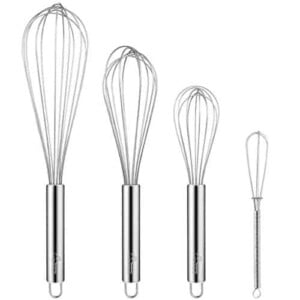 HOTEC 4 Pieces Stainless Steel Whisks Set Wire Whisk Balloon Whisk Egg Beater Kitchen Utensils for Stirring