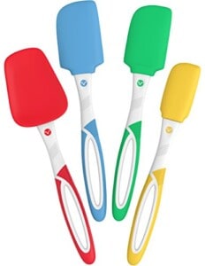 Vremi 4 Piece Spatula Set - Colorful Silicone Rubber Baking Spatulas Nonstick BPA Free Dishwasher Safe - Turner Spatula for Icing Brownie or Cake Frosting Decorating - Heat Resistant up to 450°F