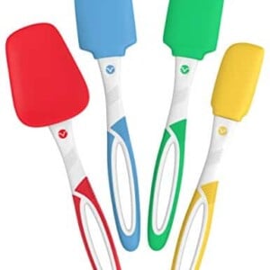 Vremi 4 Piece Spatula Set - Colorful Silicone Rubber Baking Spatulas Nonstick BPA Free Dishwasher Safe - Turner Spatula for Icing Brownie or Cake Frosting Decorating - Heat Resistant up to 450°F