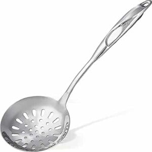 Zulay Kitchen Skimmer Spoon - Stainless Steel Slotted Spoon With Extra Large Bowl