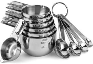 Hudson Essentials Stainless Steel Measuring Cups and Spoons Set - Stackable Set with Spout (11 Piece Set)