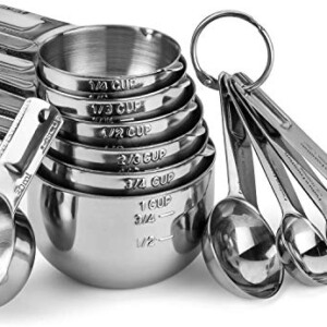 Hudson Essentials Stainless Steel Measuring Cups and Spoons Set - Stackable Set with Spout (11 Piece Set)