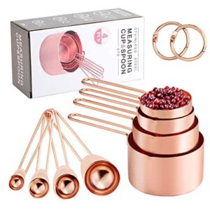 YISUYA 8 PCS Rose Gold Measuring Cups and Measuring Spoons Sets