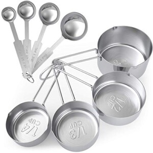 Tribal Cooking Metal Measuring Cups and Spoons Set - 8 Pieces - Professional Stainless Steel - Measuring Spoons Set - Measure Dry or Liquid Ingredients - Measuring Cups Sets for Baking and Cooking