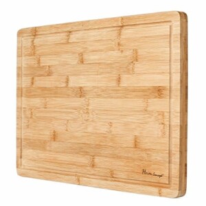 Premium Organic Bamboo [ HEIM CONCEPT ] Extra Large Cutting Board and Serving Tray with Drip Groove [ 18" x 12" x ¾" inch Thick ] Eco-Friendly Thick Strong Bamboo Kitchenware