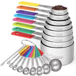 Wildone Measuring Cups & Spoons Set of 18 - Includes 8 Stainless Steel Nesting Measuring Cups